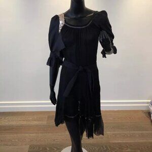 Marc Jacobs shear navy Black Dress tunic w sequin Sz XS